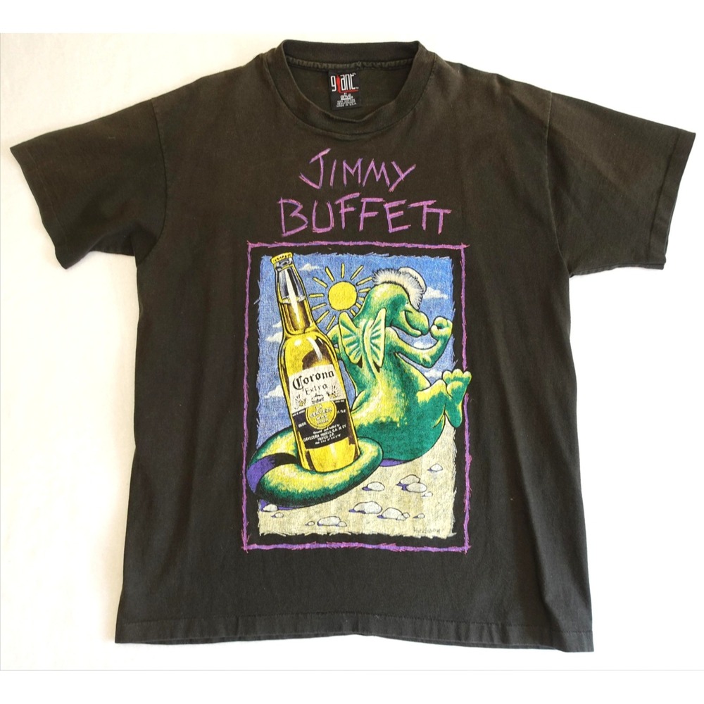 Giant Shirt Mens XL Black Jimmy Buffett Corona Beer Fruitcakes Tour Vintage 90s